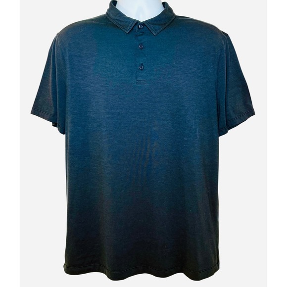 Lululemon Men's XL Polo Shirt Navy Short Sleeve Athletic Training Casual Top - Picture 1 of 7